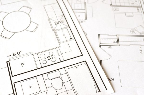 Bouwtekening met plattegrond van een woning